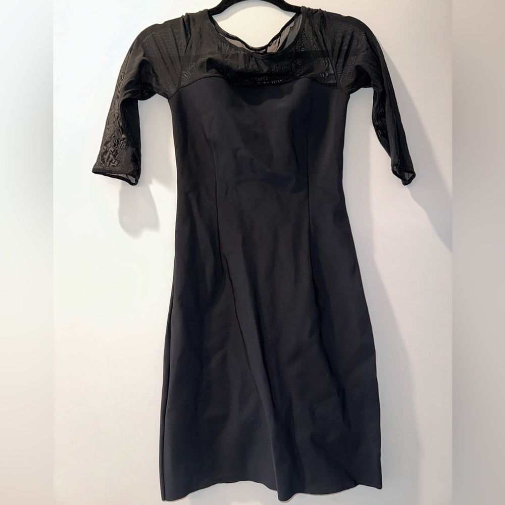Chiara Boni Black Dress With Mesh Sleeves  (US Size Medium)